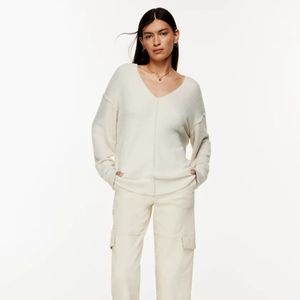 Wilfred Free Hush Knit V-Neck Sweater - Silver Birch, size S